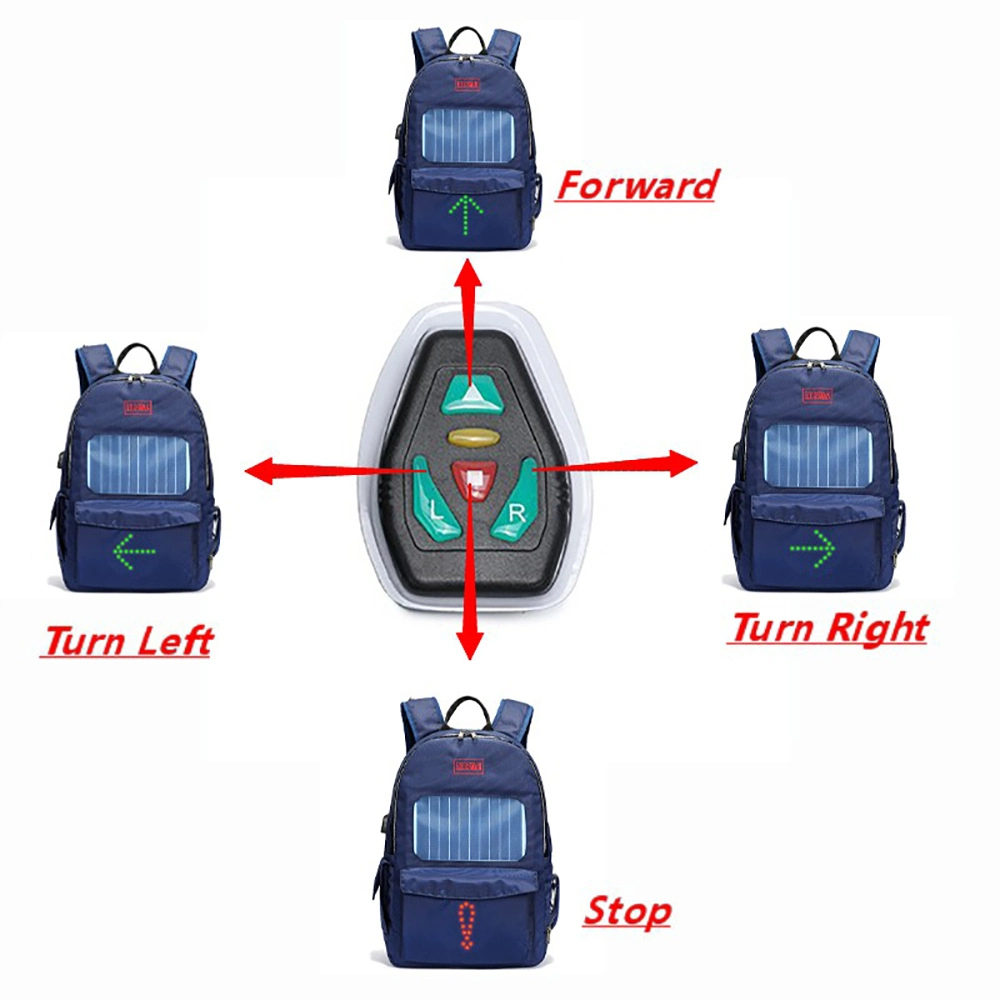 Waterproof Nylon Fabric LED Flash Light Backpack Solar Charger Sport Backpack with USB Cable (RS-190204-3)