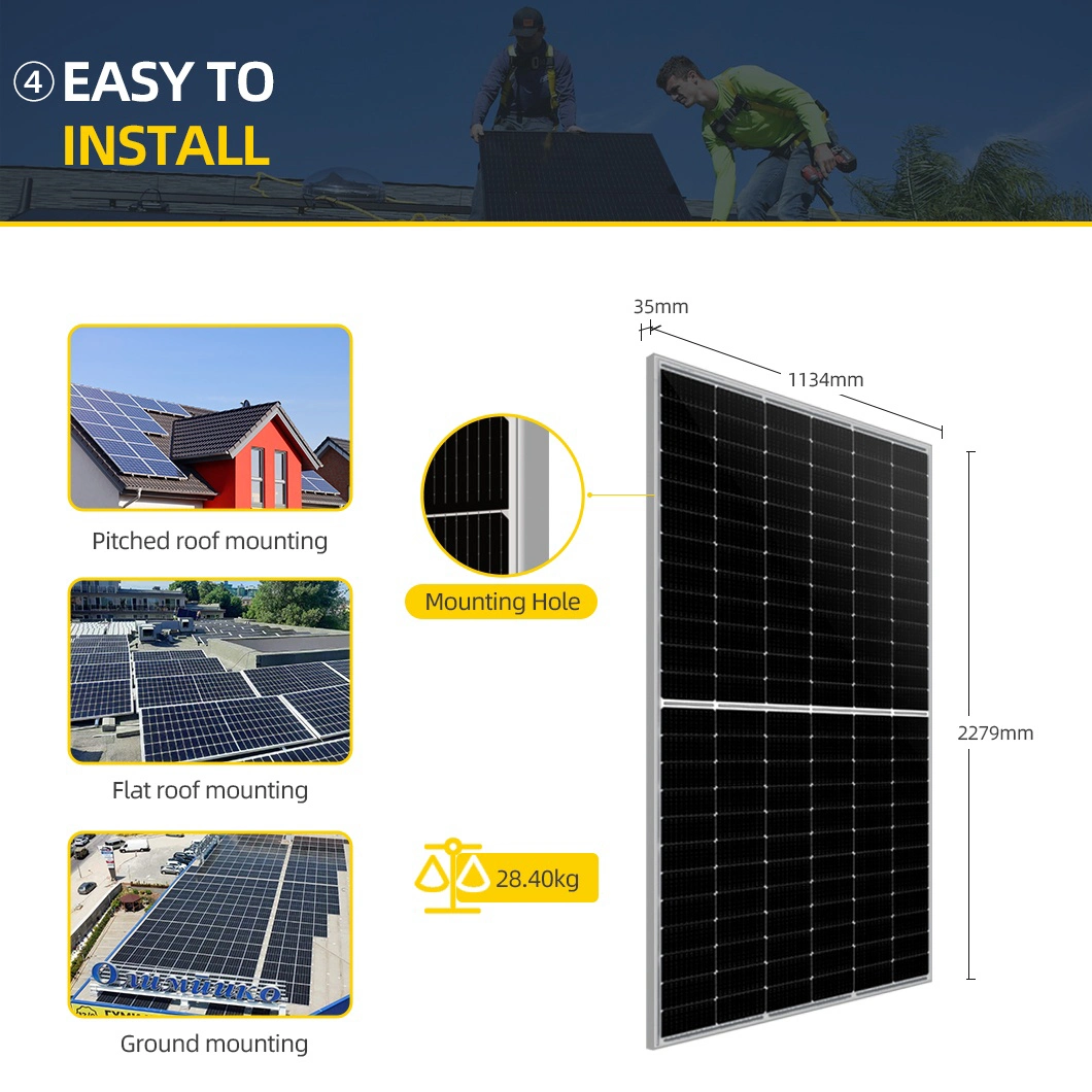 550W High Efficiency Tier 1 Half Cells 144cells 10bb Monocrystaline PV Solar Panel with 182mm Cell