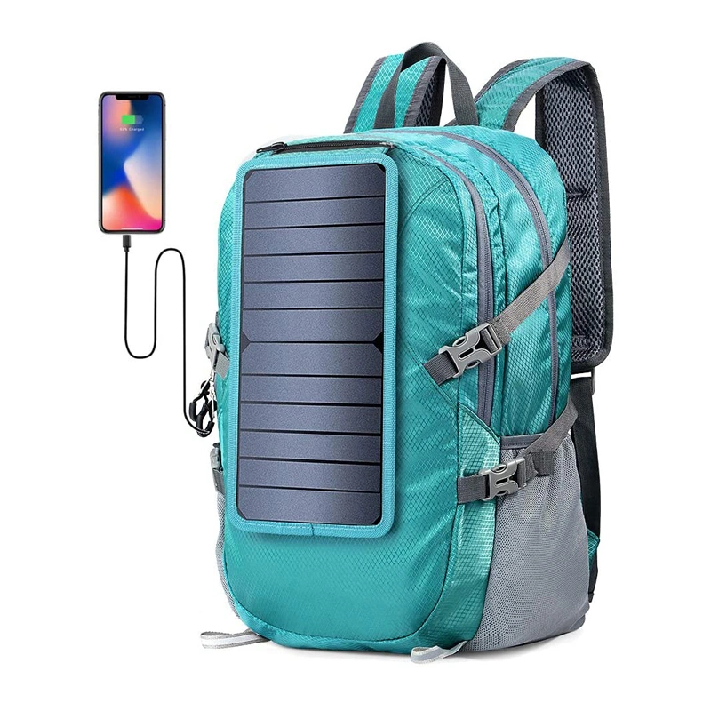 Foldable Hiking Solar Backpack with Removable 7 Watt Solar Panel for Smart Phones Tablets GPS Bluetooth