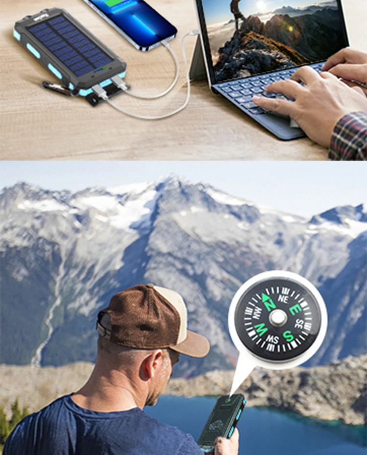 IP67 Ipx6 20000mAh Waterproof Portable Solar Power Bank