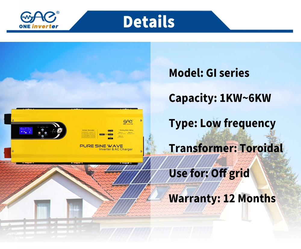 12 Volt 220 Volt Inverter 1 Kw Inverter Batteryless Solar Inverter off Grid Hybrid Grid Inverter Battery Charger