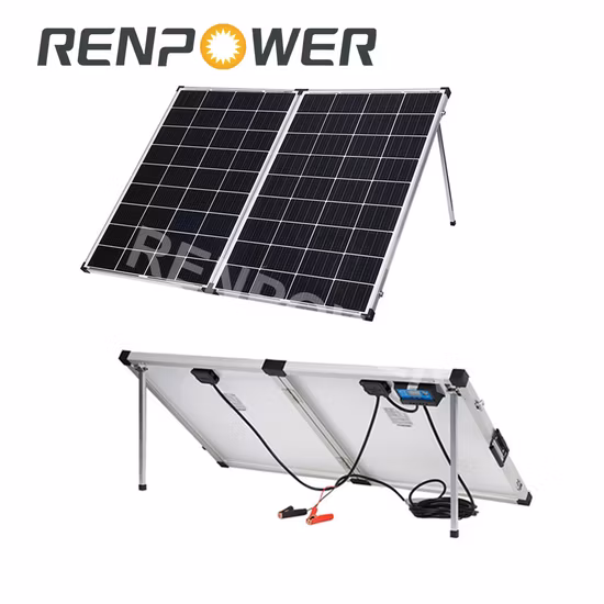 Topray Solar 200 W tragbares Solarpanel-Set mit verstellbarem Fußpedal, faltbare Solarzelle, 3-in-1-Ausgangskabel, Solarpanel-Ladegerät für Häuser im Freien